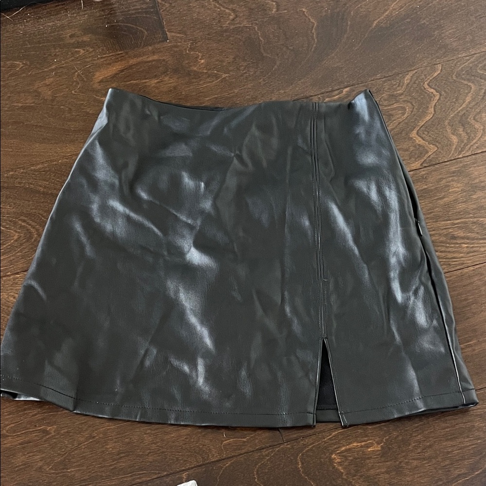 Hollister Black Faux Leather Mini Skirt